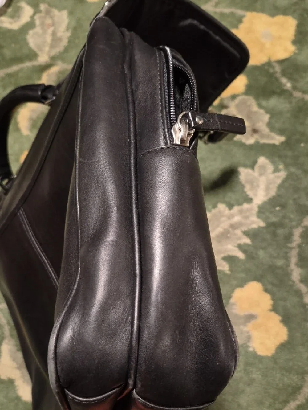Coach Black Leather Double-Buckle Briefcase